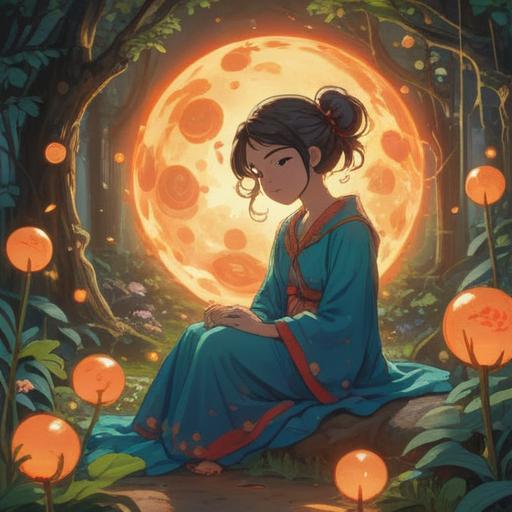 A serene and mystical scene, an expectant mother in a peaceful garden, surrounded by glowing orbs representing spiritual signs, soft sunlight filtering through trees, gentle breeze rustling leaves, symbols of intuition and awareness, vibrant flowers symbolizing fertility and protection, a calm and reflective mood, enchanting atmosphere, 4k