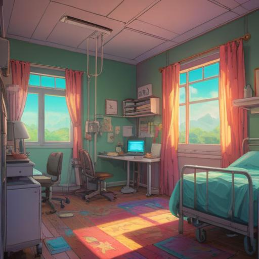 A serene dreamscape depicting a hospital room, ethereal light illuminating the space, a sense of healing and introspection, dream-like atmosphere, soft silhouettes representing the unconscious mind, gentle colors reflecting tranquility, symbolic elements representing spiritual growth, 4k
