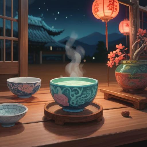 Japanese sake purification, enhancing luck, lucky item, serene setting with traditional Japanese aesthetics, elegant sake cup filled with clear sake, gentle floral decorations, soft natural lighting, harmonious ambiance, spiritual elements, cultural significance, inviting atmosphere, 4k