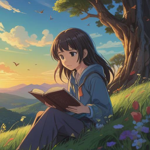 A spiritual representation of letting go of a diary, symbolic imagery, a serene landscape, a character releasing a diary into the wind, ethereal light, calming colors, visual metaphors for freedom and self-discovery, peaceful ambiance, 4k