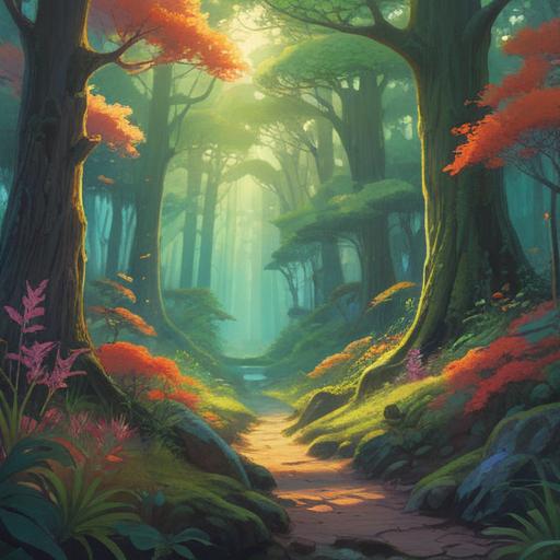 A serene and mystical forest scene, ethereal light filtering through the trees, symbols of spiritual signs subtly integrated into the landscape, a figure meditating peacefully, surrounded by nature, soft colors enhancing the tranquil atmosphere, details of the spiritual signs reflecting the theme of cutting meat, 4k