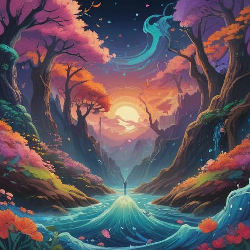 A mystical scene representing the spiritual significance of changing scent preferences, ethereal background with soft flowing colors, abstract representation of aroma waves, a figure meditating surrounded by fragrant flowers, spiritual symbols in the air, serene atmosphere, 4k