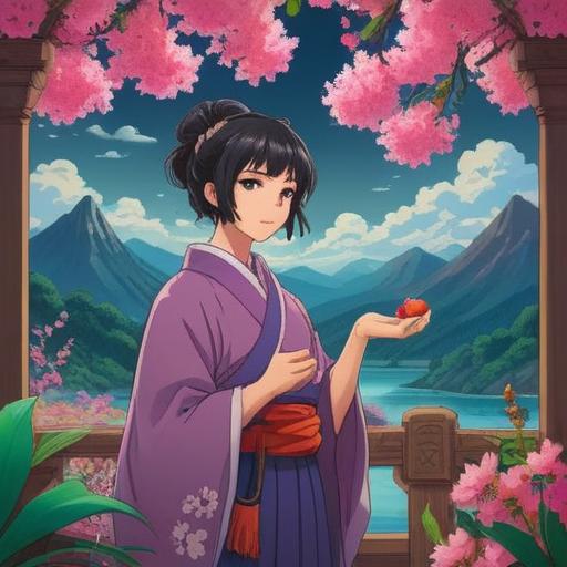 A serene scene depicting the powerful essence of fragrance attracting good fortune, a tranquil setting with a person surrounded by blossoming flowers and aromatic herbs, gentle wisps of colorful scents swirling in the air, soft sunlight filtering through leaves, warm and inviting ambiance, intricate details of the plants and expressions of bliss, 4k