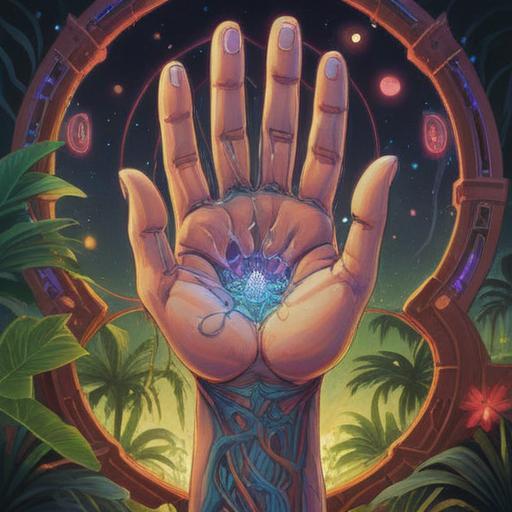 A mystical illustration depicting two intertwined life lines on a palm, representing spiritual significance, intricate details of palmistry, ethereal light glowing from the lines, symbolic elements of balance and harmony, a serene backdrop of nature, soft pastel tones, conveying a sense of tranquility and enlightenment, 4k