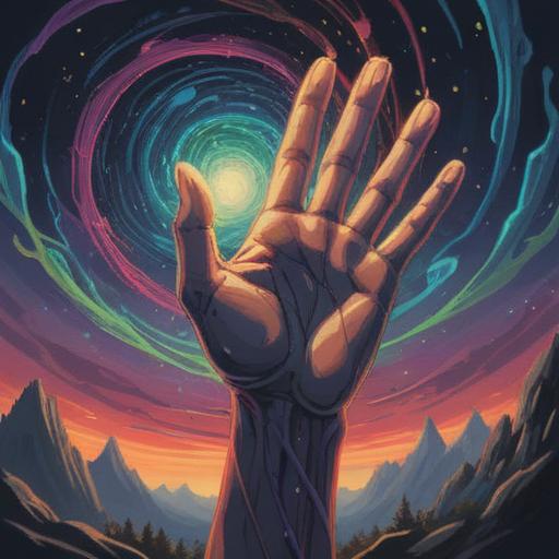 A mystical representation of a person's arm with a subtle glow, illustrating a moment of scratching the upper arm, ethereal swirls around, symbols of caution emerging from the skin, soft light reflecting on the skin, a serene background with gentle hues, conveying a sense of awareness, spiritual insight, intricate details, 4k