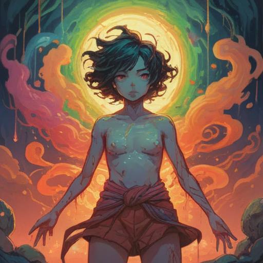 A spiritual representation of acne on upper arms, symbolizing personal growth, vibrant energy, connection with the self, healing journey, inner strength, colorful aura, serene background, gentle light, uplifting atmosphere, 4k