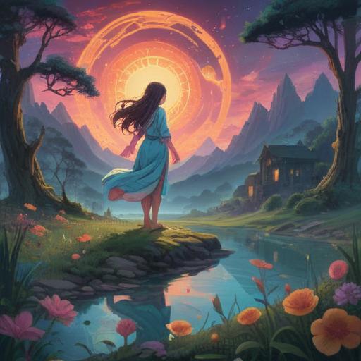 A mysterious aura surrounding a confident figure, ethereal glow, intricate symbols representing spirituality, serene landscape, a blend of nature and mysticism, an enigmatic expression, hints of energy flowing, captivating atmosphere, dreamlike quality, 4k