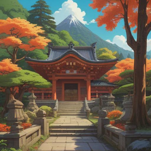 A serene landscape of Nachi Taisha Shrine, vibrant greenery surrounding the shrine, ancient trees with mystical energy, subtle spiritual symbols in the air, visitors experiencing a sense of tranquility and connection, soft sunlight filtering through the leaves, harmonious atmosphere, sacred water flowing nearby, 4k