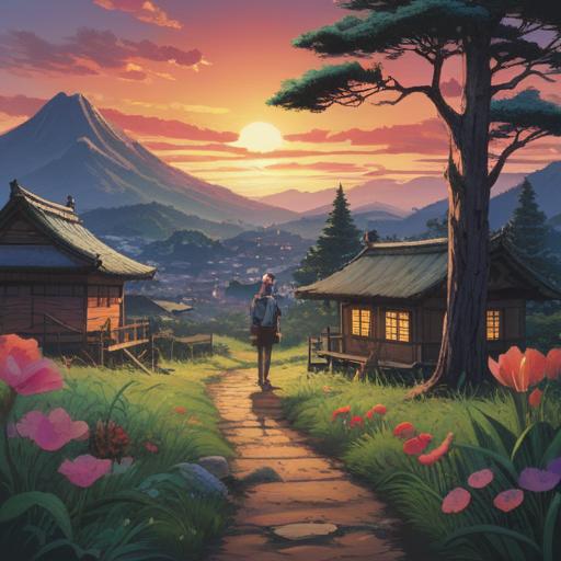 A serene and uplifting landscape, featuring a glowing aura surrounding a symbolic image of Tenshin Nasukawa, a vibrant sunset illuminating the sky, ethereal light rays shining down, representing spiritual guidance and positive signs, tranquil atmosphere, lush greenery, soft flowing water, 4k