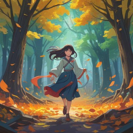 A vibrant scene depicting a lucky charm being blown away by a strong gust of wind, swirling leaves and petals in the air, bright colors representing luck and fortune, dynamic movement, a sunny sky contrasting with the chaos of the wind, the charm prominently featured in the foreground, surrounded by a playful, magical atmosphere, 4k