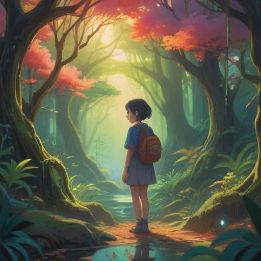 A serene and mystical illustration depicting a person experiencing sudden hearing loss in a tranquil natural setting, soft light filtering through trees, ethereal symbols symbolizing spiritual awakening, calm water reflecting a deep blue sky, a gentle breeze causing leaves to dance, a sense of peace and acceptance, vibrant and harmonious colors, 4k