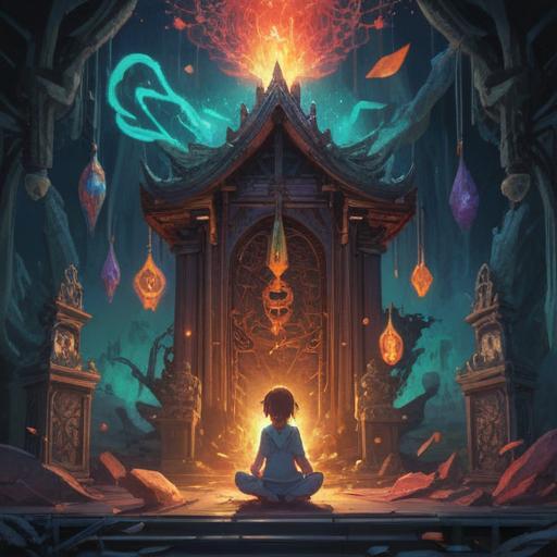 A mystical illustration depicting spiritual signs when objects suddenly break, ethereal light emanating from shattered items, symbols of warning and intuition floating in the air, an atmosphere of awareness and connection, surreal elements surrounding the scene, soft shimmering colors, intricate details highlighting the chaos and spirituality, calm yet alert mood, 4k