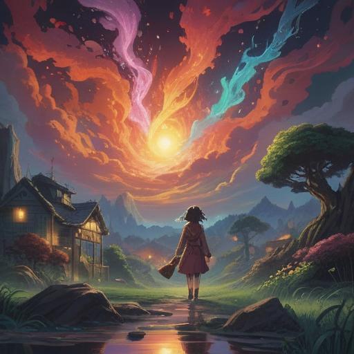 A surreal and thought-provoking scene depicting the spiritual meaning of sudden death, ethereal spirits intertwining with vibrant light, a juxtaposition of life and afterlife, serene landscape with soft clouds, symbolic elements representing transitions, a gentle glow illuminating the surroundings, contemplative atmosphere, 4k