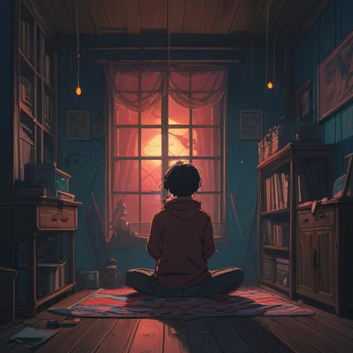 A deep and reflective scene depicting a person sitting alone in a dimly lit room, surrounded by shadows, displaying signs of frustration and despair, ethereal wisps of negative energy floating around, a faint light representing awareness and hope in the distance, introspective expression, symbolism of spiritual warning signs, emotional turmoil, 4k