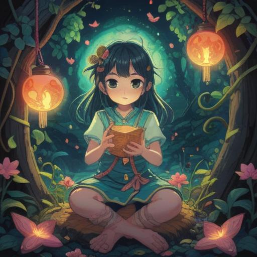 A whimsical illustration of a lucky charm designed to relieve sudden coughs, featuring a charming amulet glowing softly, surrounded by soothing herbal plants, a serene setting with gentle sunlight filtering through leaves, a peaceful atmosphere, magical realism elements, inviting color palette, 4k