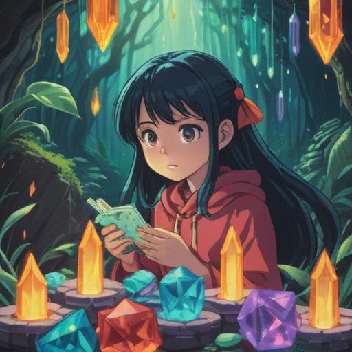 A serene illustration of a person experiencing a sudden tinnitus sound, surrounded by vibrant, lucky crystals, ethereal light glimmering off the crystals, calm expression on the person's face, soothing colors, harmonious atmosphere, a blend of nature elements like gentle waves or breeze, emphasizing tranquility and luck, 4k