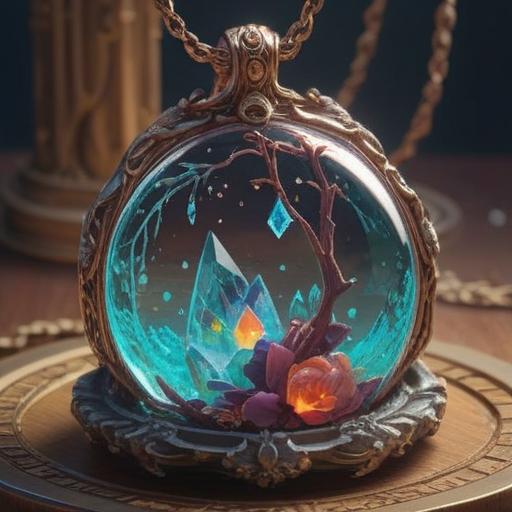 A serene scene depicting a spiritual item symbolizing healing after sudden heartbreak, glowing aura, gentle light illuminating a crystal pendant, surrounded by blooming flowers, soft pastel colors, a peaceful background with a sunrise, hopeful atmosphere, intricate details conveying transformation, 4k