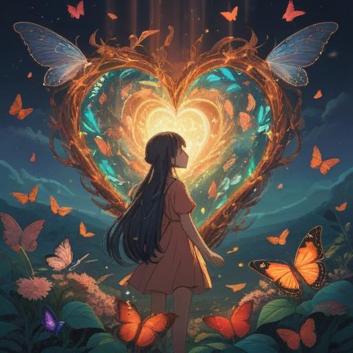 A serene and uplifting illustration depicting a glowing heart surrounded by ethereal light, symbolic representations of positive spiritual signs like butterflies and feathers, tranquil nature scenery in the background, vibrant colors radiating warmth, conveying a sense of inner peace and guidance, dreamy atmosphere, harmonious composition, 4k