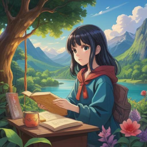 A serene and peaceful illustration of a single individual enjoying a fulfilling life, surrounded by nature, engaging in a hobby like painting or reading, an inviting home environment, symbols of personal growth like books and plants, a sense of contentment and self-discovery, warm sunlight filtering through trees, an optimistic atmosphere, 4k