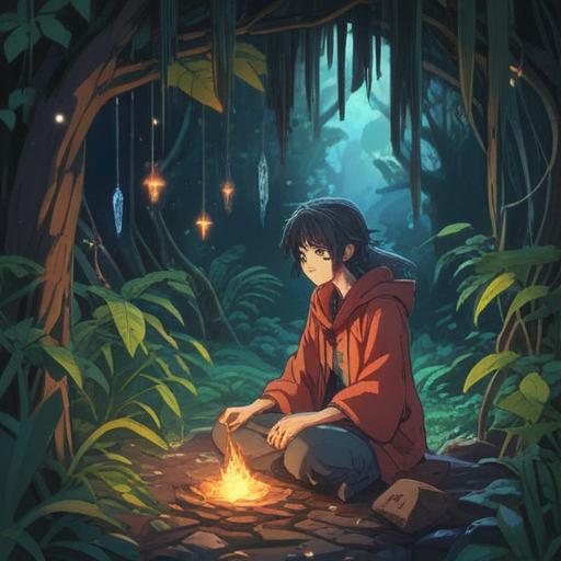 A serene scene depicting an individual in contemplation, surrounded by nature, symbolic spiritual signs like feathers and crystals, soft glowing light accentuating the atmosphere, introspective mood, lush greenery in the background, calm water reflecting the sky, peaceful solitude, 4k