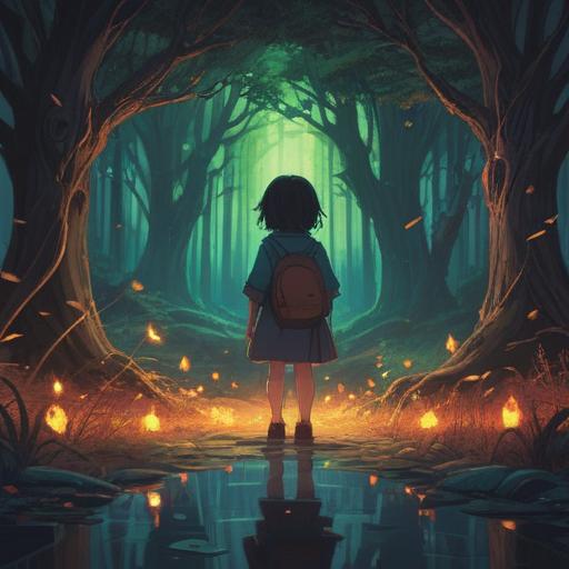 A spiritual interpretation of a child growing up in a toxic parental environment, contrasting dark shadows with a glowing aura of hope, emotional turmoil depicted through surreal elements, reflections of isolation and resilience, symbolic imagery representing healing and growth, ethereal landscape, vibrant yet somber colors, 4k