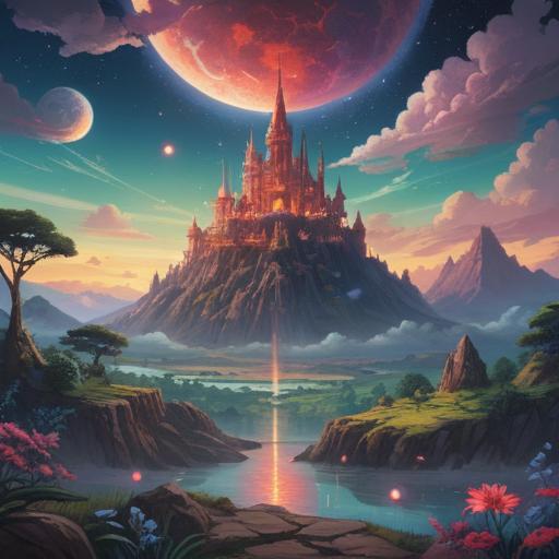 A mystical landscape depicting a celestial being on a special mission, ethereal light surrounding them, symbolic elements representing purpose and destiny, a serene atmosphere with flowing water and lush greenery, soft glowing orbs illuminating the path, intricate details in the character's attire, a sense of peace and enlightenment, 4k