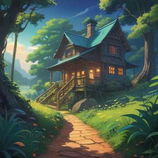 A serene landscape illuminated by a radiant light guiding a winding path, lush greenery on both sides, soft glow reflecting on the leaves, gentle sunlight breaking through the trees, peaceful ambiance, a sense of discovery and hope, tranquil atmosphere, 4k