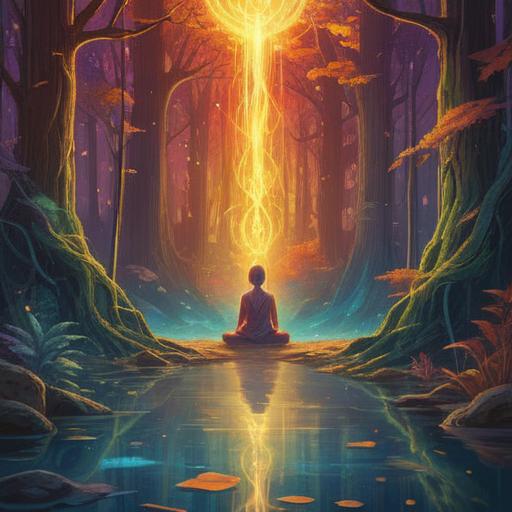 A mesmerizing spiritual illustration depicting the concept of an unshakable connection to a specific person, ethereal light surrounding a figure in meditation, vibrant energy flowing between two silhouettes, cosmic elements representing thoughts and emotions, serene landscape with soft gradients, dreamlike atmosphere, deep emotional resonance, 4k