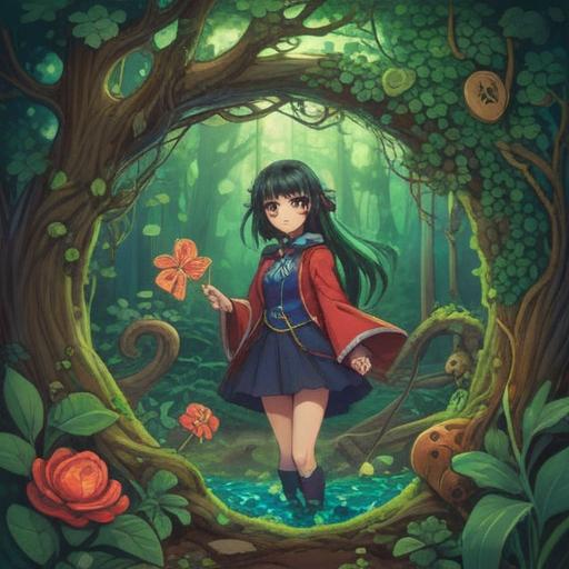 A symbolic representation of overcoming self-hatred, various lucky items such as a four-leaf clover, a horseshoe, and a lucky coin, intertwined with imagery of personal growth and transformation, bright colors, uplifting mood, harmonious elements, abstract background, 4k