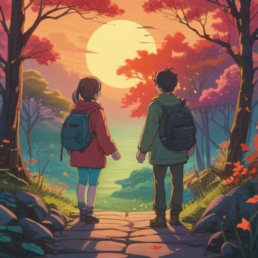 A serene and ethereal scene depicting two individuals in a tranquil setting, both speaking in unison, symbolizing harmony and connection, soft glowing light surrounding them, natural elements like trees and flowing water, an aura of spirituality and positive energy, peaceful expressions, divinely inspired atmosphere, 4k