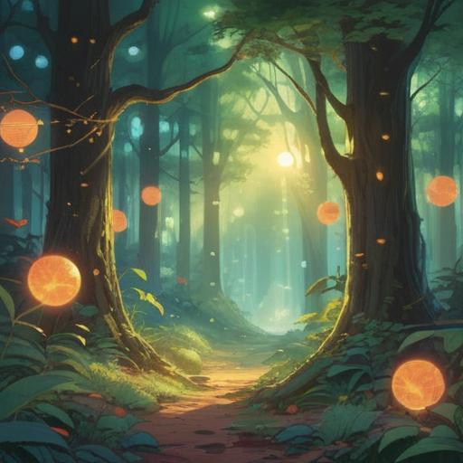 A beautifully composed scene showcasing a serene forest, sunlight filtering through the leaves, ethereal spirits represented as glowing orbs, soft whispers of nature, signs of tranquility and guidance, reflective water pond, mystical aura, harmonious balance, 4k