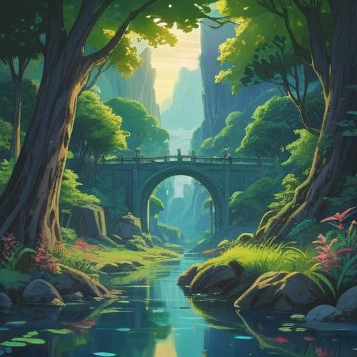 A serene landscape featuring the same geographical location symbolizing spiritual signs, lush greenery, a tranquil river reflecting the sky, mystical aura, gentle sunlight filtering through trees, a feeling of harmony and peace, ethereal presence, inviting scenery, 4k