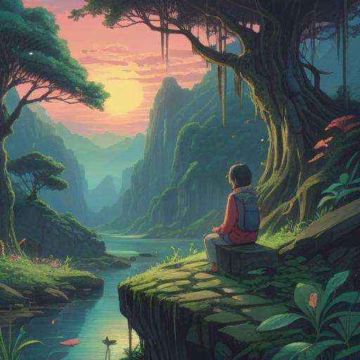 A mystical scene depicting a person observing repetitive patterns in nature, serene atmosphere, ethereal light illuminating the surroundings, subtle symbols representing spiritual signs, harmonious colors, reflective facial expression, connection with the universe, tranquil environment, 4k