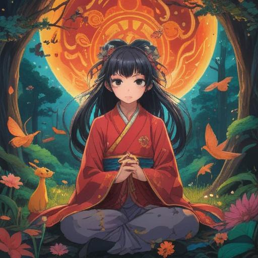 A spiritual lucky charm for positive change, vibrant colors, intricate design, symbols of good fortune, a serene setting, surrounded by nature, uplifting atmosphere, detailed textures, harmonious composition, 4k