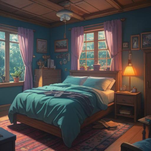 A serene and mystical scene depicting the concept of waking up at 3 AM, ethereal light illuminating a quiet bedroom, calm and peaceful atmosphere, spiritual symbols subtly integrated into the environment, soft shadows, an aura of introspection, evokes a sense of enlightenment, 4k