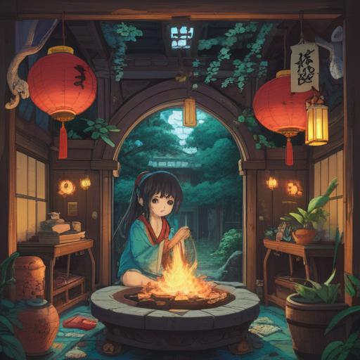 A spiritual illustration depicting the concept of omikuji, fortune-telling paper slips, calming and mystical atmosphere, symbols of good fortune, nature elements surrounding the scene, a serene shrine in the background, people reading their omikuji with expressions of hope and positivity, vibrant colors, balanced composition, 4k