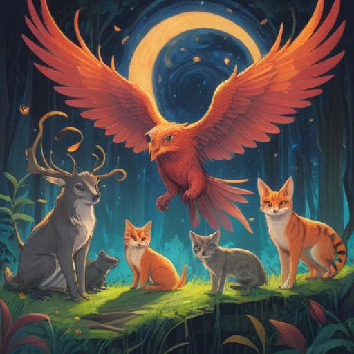 A serene and uplifting illustration of animals in harmony, symbolic representations of protection and freedom, gentle aura radiating around them, diverse animal species united in a lush green landscape, soft light casting a peaceful glow, interconnectedness of life emphasized, vibrant flowers and natural elements surrounding them, 4k