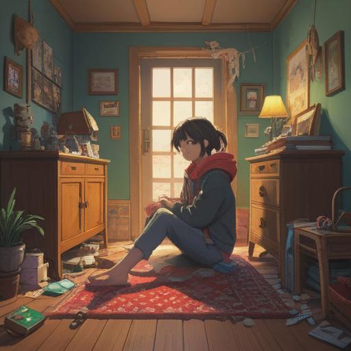 A cozy scene of a person sitting in a sunlit room, surrounded by various heartfelt items like a colorful pet collar, a soft pet bed, a collection of pet toys, and framed photos of precious moments with their beloved animal, emphasizing the bond and love shared, warm colors, inviting atmosphere, detailed textures, emotional connection, 4k