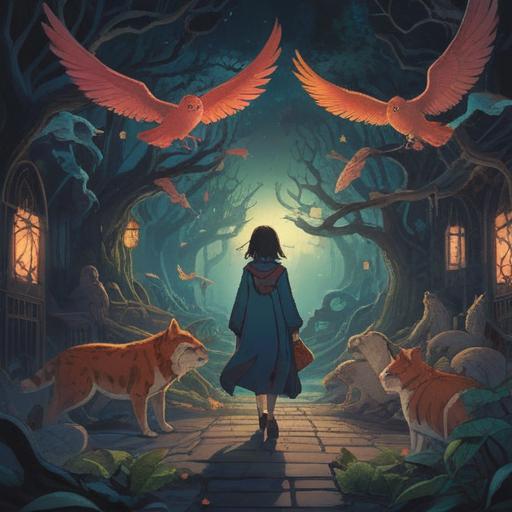 An ethereal illustration of a person surrounded by a dark aura, animals staying at a distance, symbolic signs appearing in the air, mystical patterns and colors, a sense of unease, spiritual warnings reflected in the environment, dreamlike atmosphere, introspective mood, 4k