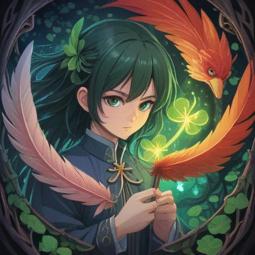 A spiritual lucky charm overcoming animal dislike, vibrant colors, symbolic elements like a four-leaf clover and feathers, an ethereal glow, incorporating animal motifs in a harmonious way, serene surroundings, uplifting atmosphere, 4k