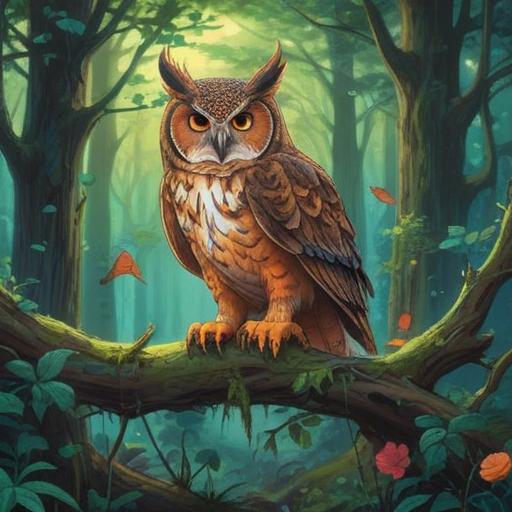 A serene forest scene with various animals symbolizing spiritual signs, a wise owl perched on a branch, a gentle deer grazing nearby, colorful butterflies fluttering around, rays of sunlight filtering through the trees, calming atmosphere, soft greenery, essence of peace and spirituality, 4k