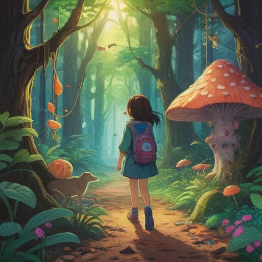 A whimsical illustration depicting a person discovering a lucky charm after an encounter with a cute animal, vibrant colors, enchanting forest setting, playful animals surrounding the character, golden light filtering through the trees, a sense of wonder and surprise, intricate details on the lucky charm, joyful atmosphere, 4k
