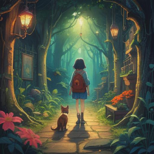 A whimsical scene of a person attempting to befriend various animals that typically dislike humans, featuring a cat with a disapproving expression, a dog turning away, and birds perched at a distance, surrounded by playful elements like lucky charms and bright flowers, sunny day, cheerful atmosphere, vibrant colors, cartoon style, 4k