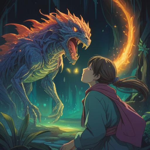 A thought-provoking illustration depicting a person being gently bitten by a mystical creature, ethereal glow around them, symbolism of spiritual awakening, serene nature background with flowing water, vibrant colors, harmonious atmosphere, connectedness with the universe, intricate details, enchanting vibe, 4k