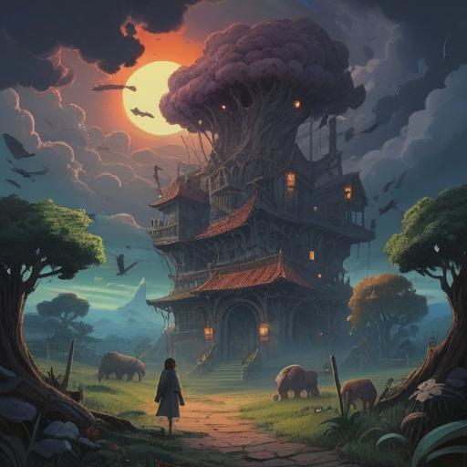 A spiritual illustration depicting the negative signs of emotions that warn against the dislike of animals, dark ominous clouds, shadowy figures representing fears and anxieties, a heart encased in chains, a broken bond between humans and nature, symbolic representation of internal conflict, ethereal light breaking through, eerie atmosphere, 4k