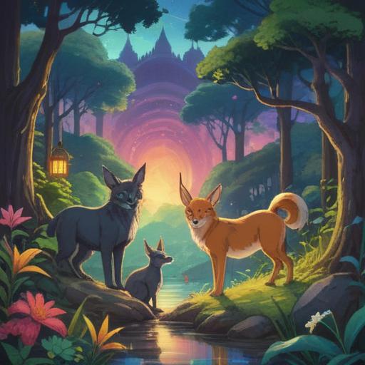 Spiritual signs when animals approach, soft glowing light, insightful animals gathering around, connection between humans and nature, serene outdoor setting, animals exhibiting unusual behavior, mystical atmosphere, nature spirits, detailed wildlife interaction, peaceful coexistence, vibrant colors, harmonious energy, 4k