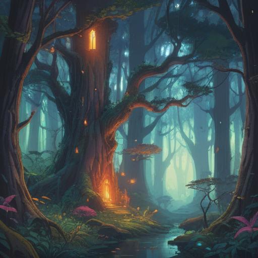 A sudden appearance of an animal indicating a spiritual sign, a mystical forest setting, vibrant colors, ethereal light filtering through trees, a startled character looking at the animal, symbolism of intuition and messages, captivating details of the animal's features, peaceful yet awe-inspiring atmosphere, 4k