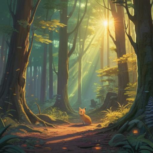 A mystical scene depicting a serene forest, an ethereal glow surrounding a small animal carcass, soft rays of sunlight filtering through the trees, symbolizing resurrection and new beginnings, vibrant flora blooming around the site, subtle spiritual presence, peaceful atmosphere, conveying a sense of hope and transformation, 4k