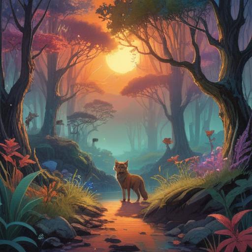 A mystical landscape depicting the spiritual significance of the moment when animals are disliked, ethereal creatures representing emotions, contrasting dark and light atmospheres, symbolic elements like broken chains and shadowy figures, deep connection with nature, vibrant colors reflecting emotional turmoil, serene yet unsettling vibe, 4k