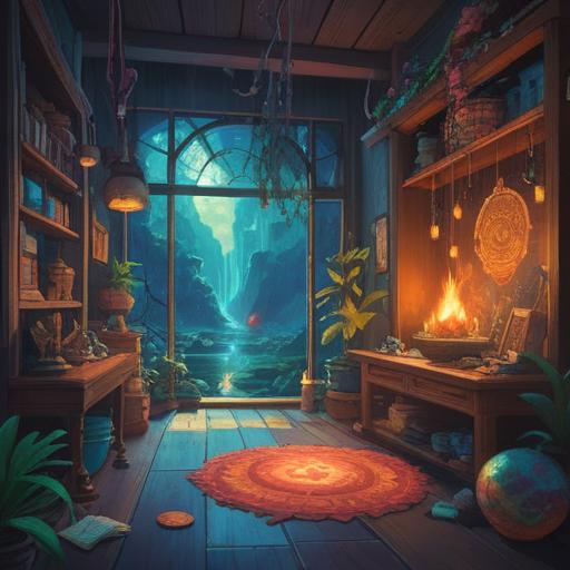 A serene collection of spiritual healing items, vibrant crystals glowing softly, aromatic incense burning, peaceful meditation space, gentle light filtering through, sacred symbols and mandalas, calming colors and textures, tranquil atmosphere, 4k